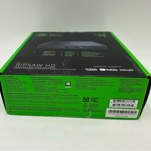 NEW Razer Ripsaw HD Game Streaming Capture Card: 4K Passthrough, 1080P 60FPS Rec - Picture 13 of 15